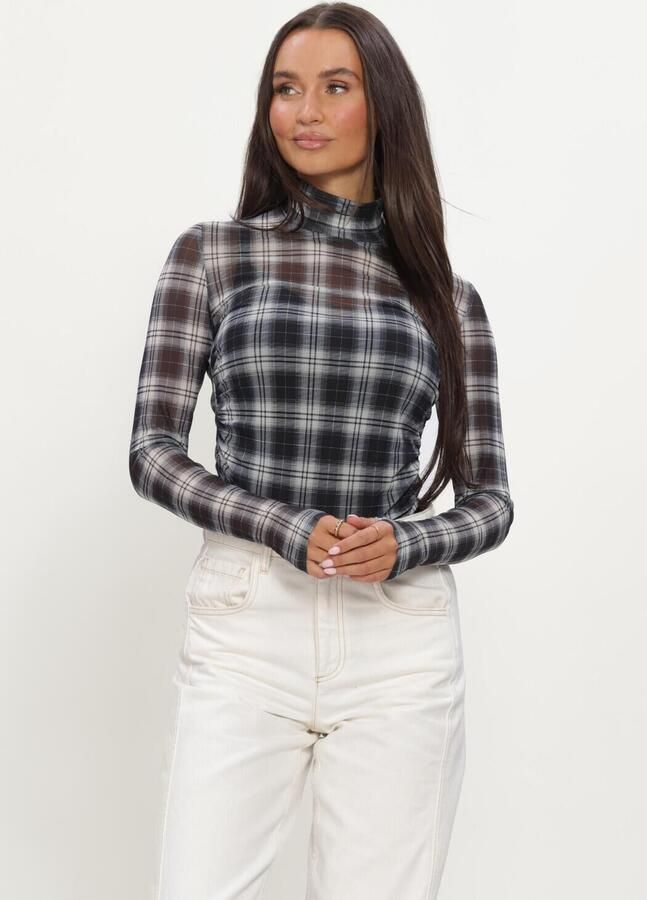 DANTE6 Dames Tops & T-shirts Casha Printed Check Mesh Top Multi