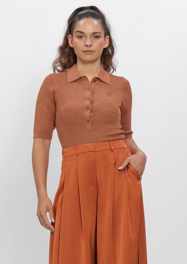 DANTE6 Dames Tops & T-shirts -fayza Metallic Knitted Polo Bruin