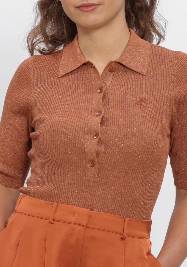 DANTE6 Dames Tops & T-shirts -fayza Metallic Knitted Polo Bruin - Foto 4