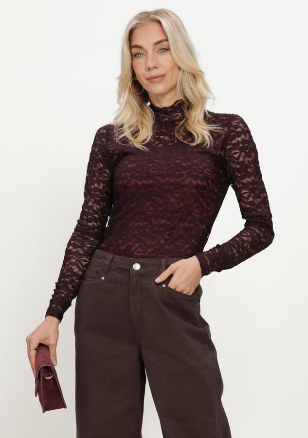 DANTE6 Dames Tops & T-shirts Irony Lace Turtle Neck Top Bordeaux
