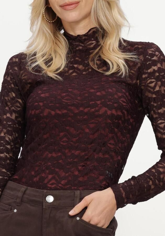 DANTE6 Dames Tops & T-shirts Irony Lace Turtle Neck Top Bordeaux - Foto 3