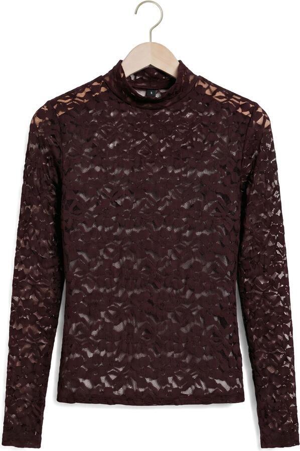 DANTE6 Dames Tops & T-shirts Irony Lace Turtle Neck Top Bordeaux - Foto 4