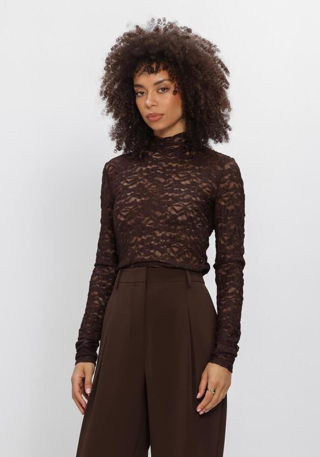 DANTE6 Dames Tops & T-shirts Irony Lace Turtle Neck Top Bruin
