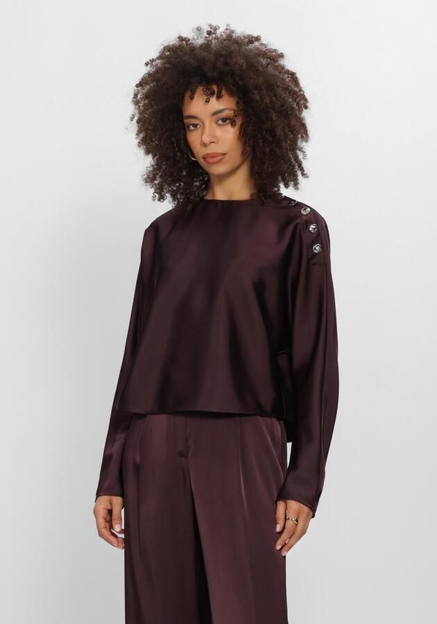 DANTE6 Dames Tops & T-shirts Leiva Bold Satin Button Detail Top Bordeaux