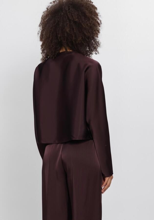 DANTE6 Dames Tops & T-shirts Leiva Bold Satin Button Detail Top Bordeaux - Foto 3