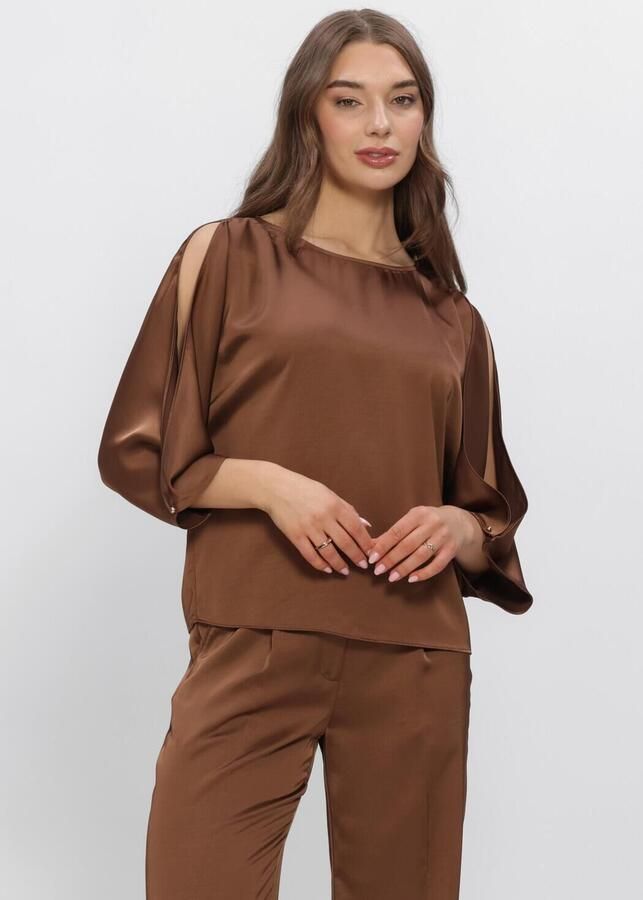 DANTE6 Dames Tops & T-shirts Risette Flowing Satin Top Bruin