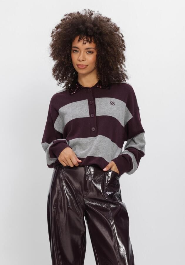 DANTE6 Dames Truien & Vesten Brayden Stripe Sweater Bordeaux