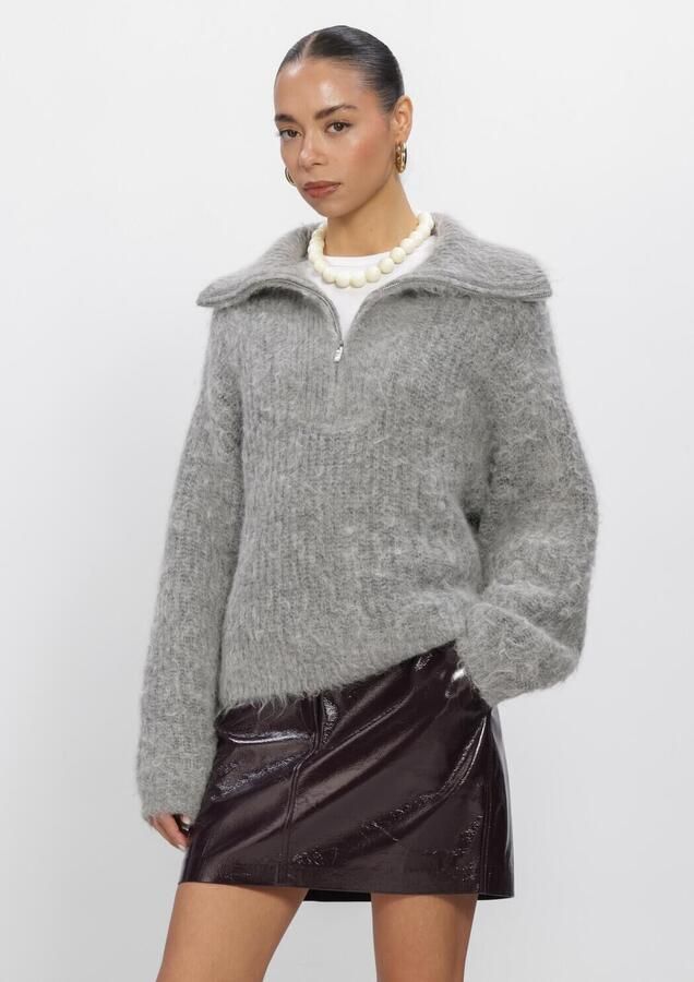 DANTE6 Dames Truien & Vesten Emyla Zip Sweater Grijs - Foto 2