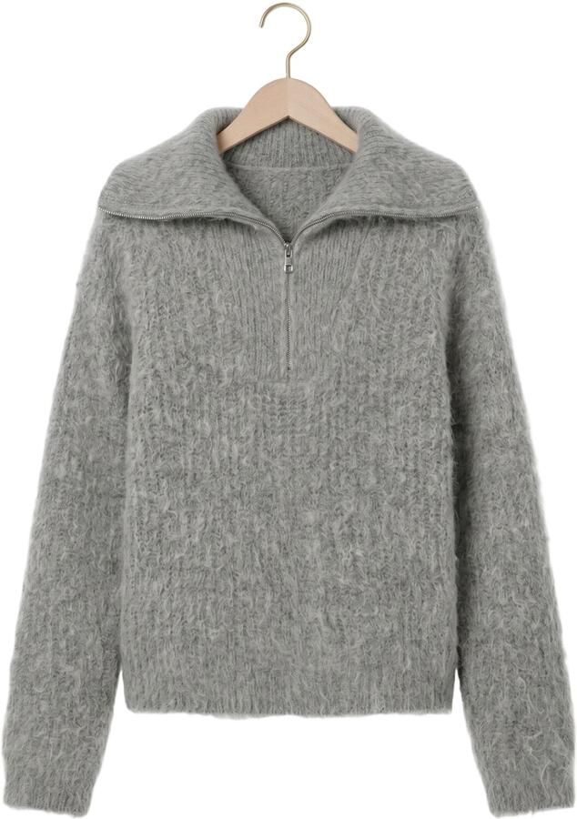 DANTE6 Dames Truien & Vesten Emyla Zip Sweater Grijs