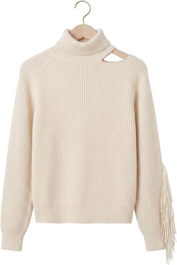 DANTE6 Dames Truien & Vesten Siega Cut-out Fringe Sweater Creme - Foto 4