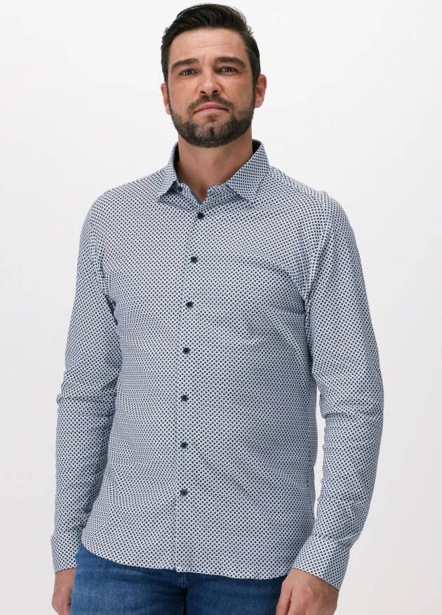 Desoto Businessoverhemd Jersey overhemd Casual Kent lange mouw Flexibele stretch met minimale print Kentkraag