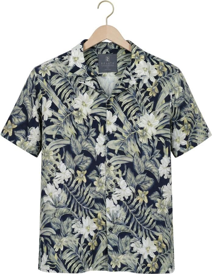 Desoto Overhemd Korte Mouw Short Sleeve Overhemd Festival Navy Groen - Foto 2
