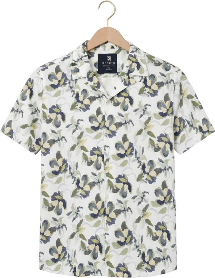Desoto Overhemd Korte Mouw Short Sleeve Overhemd Festival Wit Groen - Foto 2