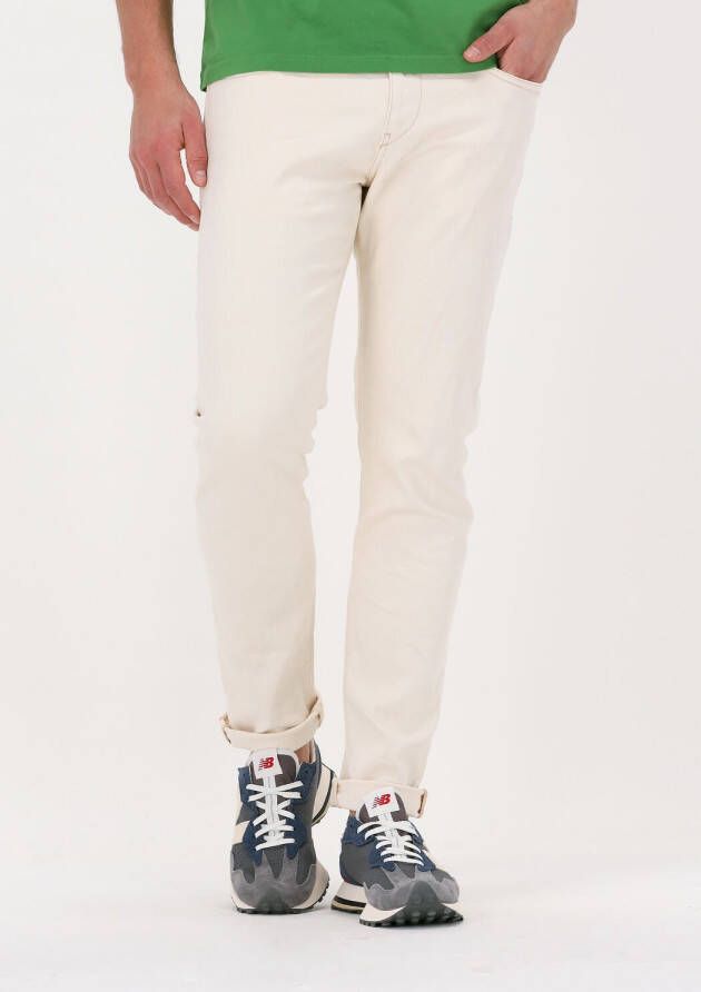 Diesel Slim Fit Beige Katoenen Jeans met Logo Patch White Heren