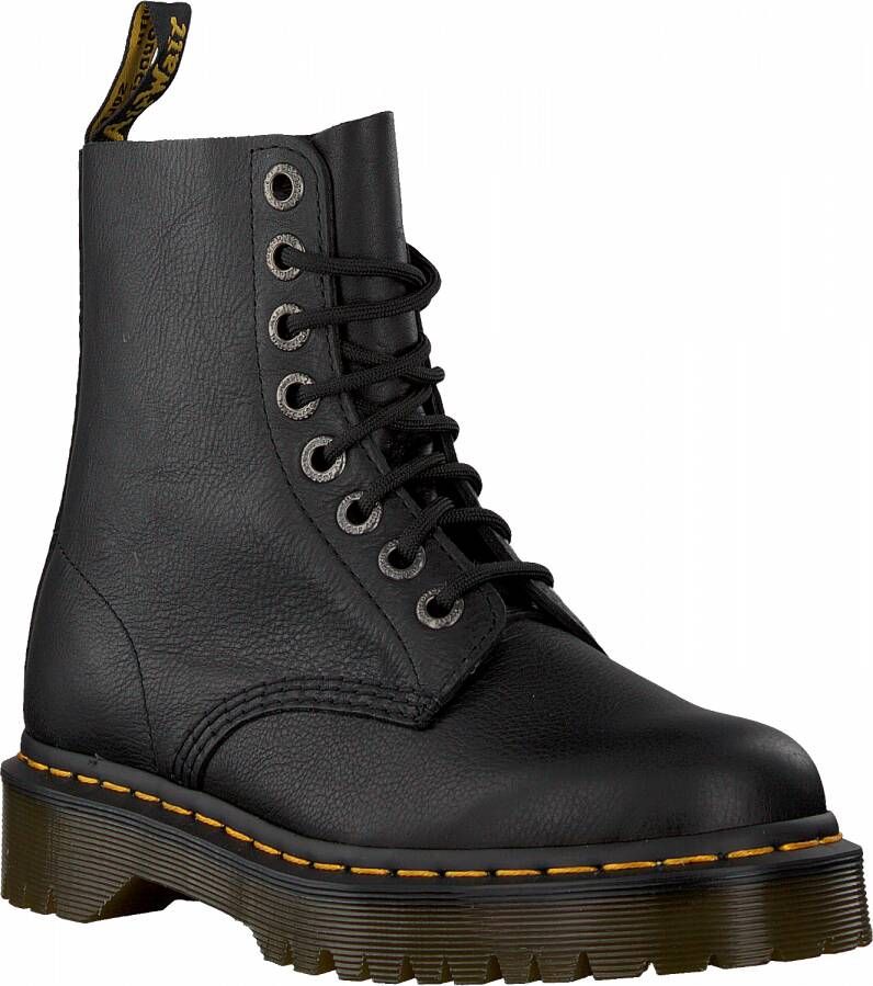 Dr. Martens Zwarte Leren Laarzen met Gouden Oogjes Black Dames