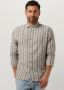 DSTREZZED Heren Overhemden Shirt Fancy Linen Stripe Donkerblauw - Thumbnail 1