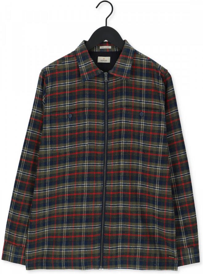 Dstrezzed Donkergroene Overshirt Shirt Jacket Zip Flannel Check