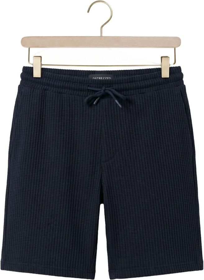 DSTREZZED Heren Broeken Logan Waffle Sweatshort Donkerblauw - Foto 2