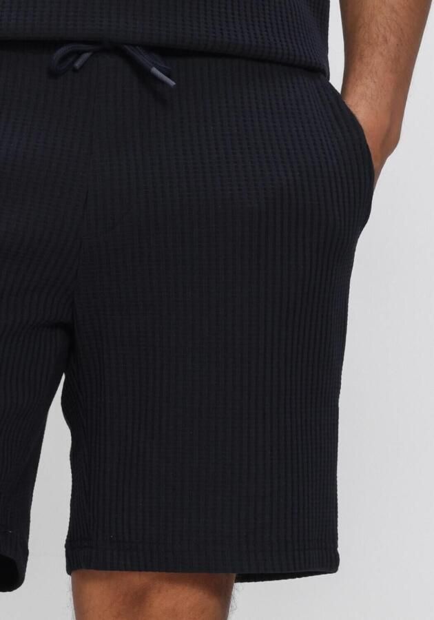 DSTREZZED Heren Broeken Logan Waffle Sweatshort Donkerblauw - Foto 4