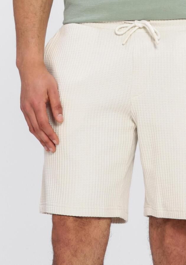 DSTREZZED Heren Broeken Logan Waffle Sweatshort Ecru - Foto 4