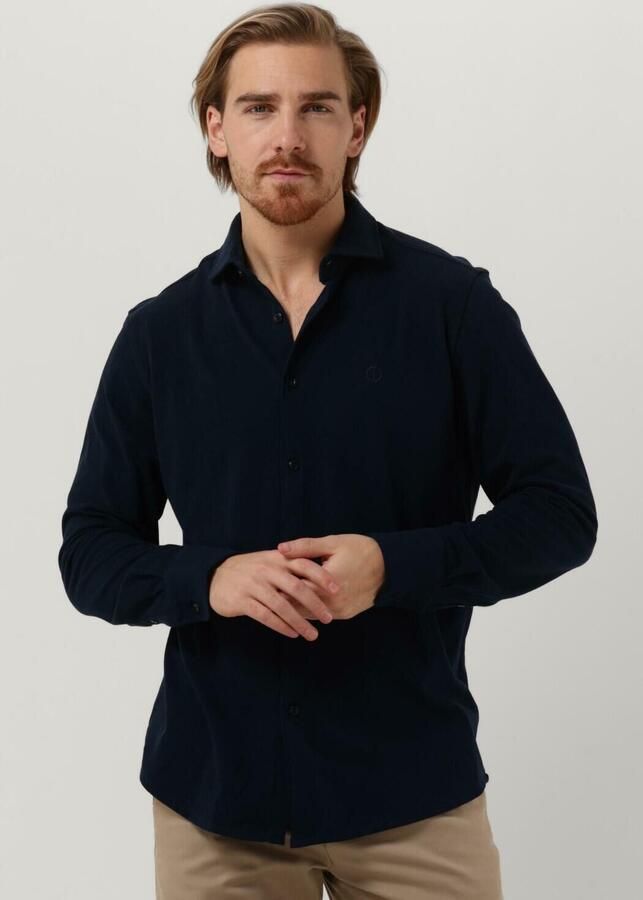 DSTREZZED Heren Overhemden Kirk Shirt Melange Pique Donkerblauw - Foto 4