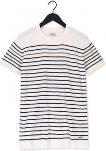 Dstrezzed Witte T shirt Crew S s Contrast Stripe Knit