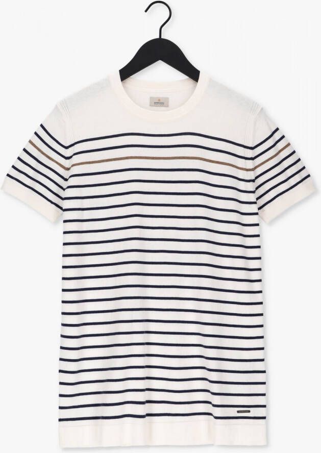 Dstrezzed Witte T-shirt Crew S s Contrast Stripe Knit