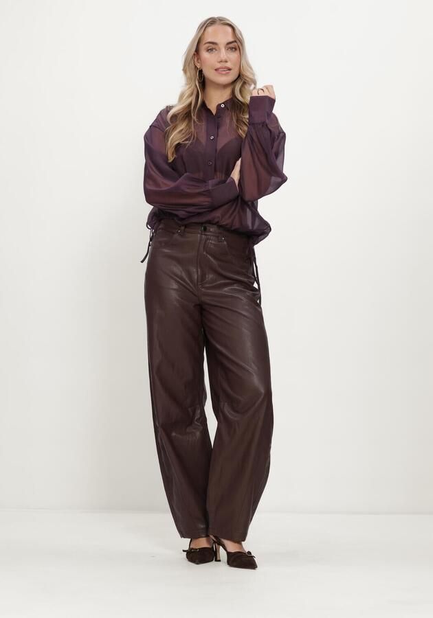 EDITED semi-transparante blouse donkerpaars - Foto 4