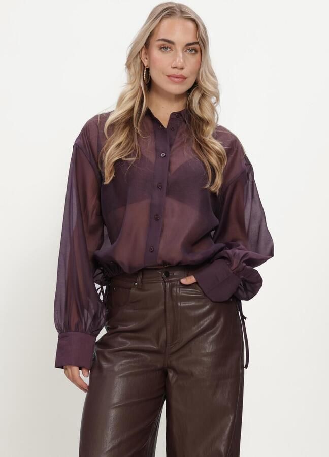 EDITED semi-transparante blouse donkerpaars