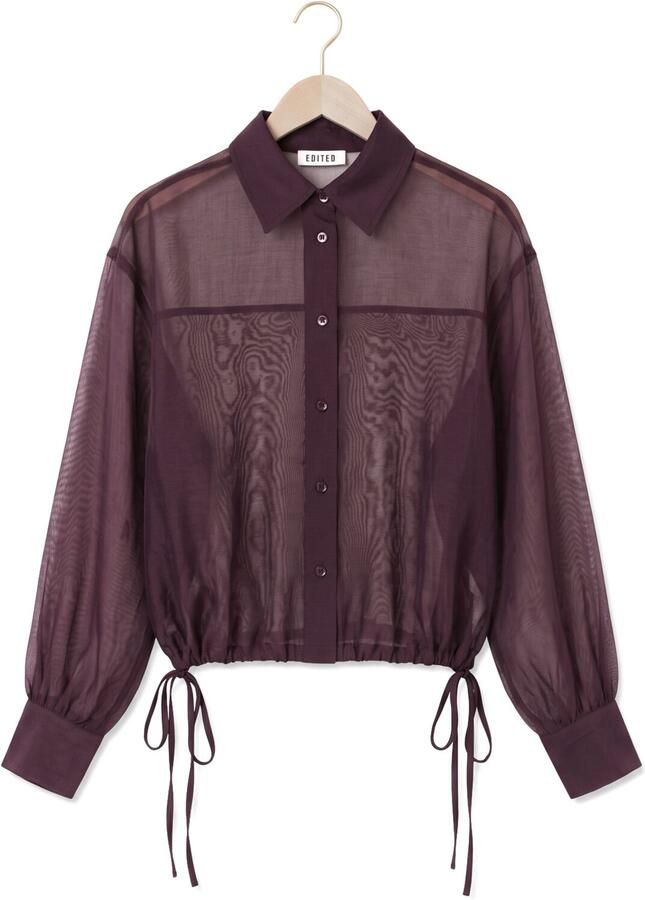 EDITED semi-transparante blouse donkerpaars - Foto 2