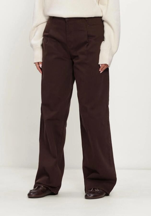 EDITED high waist wide leg jeans donkerbruin