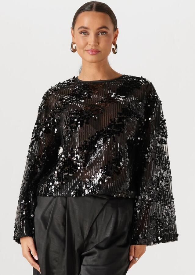 EDITED Dames Tops & T-shirts Xavia Oversize Longsleeve Zwart