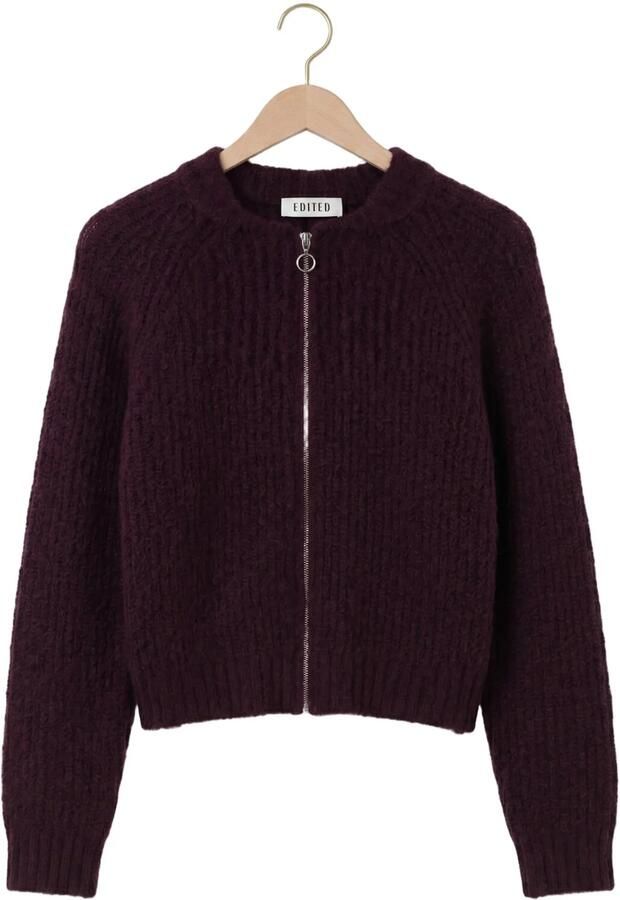 EDITED Dames Truien & Vesten Rani Bomber Cardigan Bordeaux - Foto 4