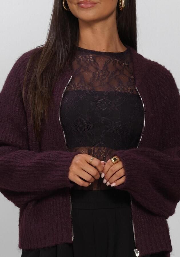 EDITED Dames Truien & Vesten Rani Bomber Cardigan Bordeaux - Foto 3