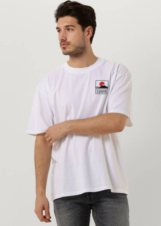 EDWIN Heren Polo's & T-shirts Sunset On Mt Fuji Ts Single Jersey Wit