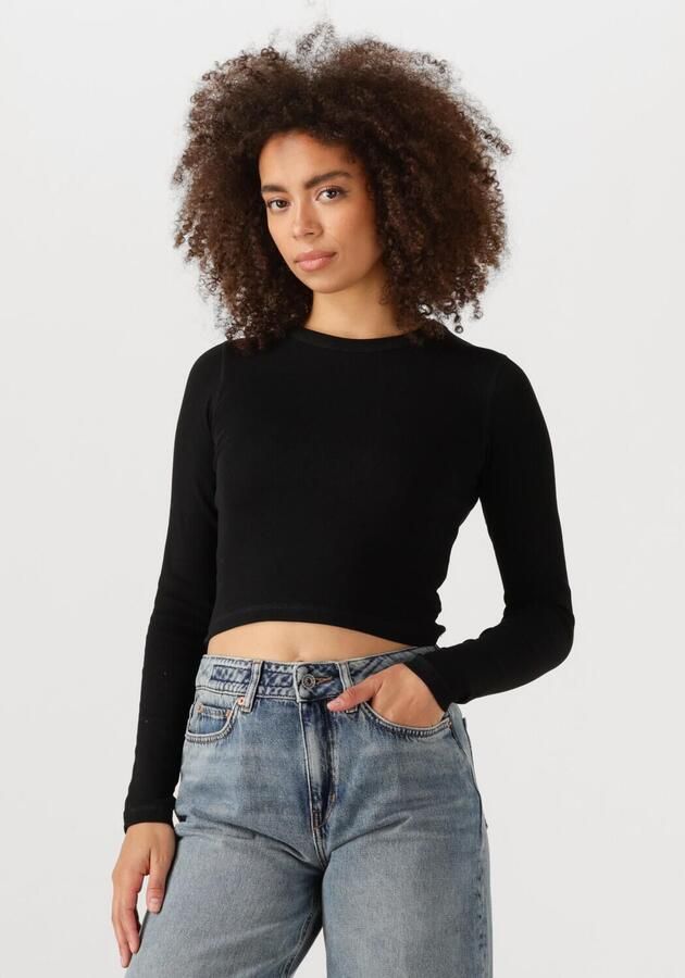 ENVII Dames Tops & T-shirts Enally Ls Crop Tee 5314 Zwart - Foto 4
