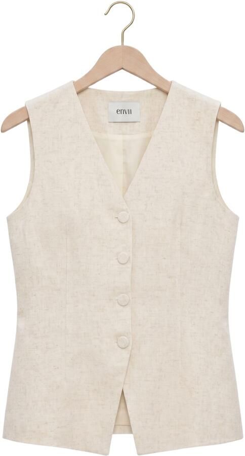 ENVII Dames Tops & T-shirts Endore V-n Vest 7247 Ecru - Foto 4