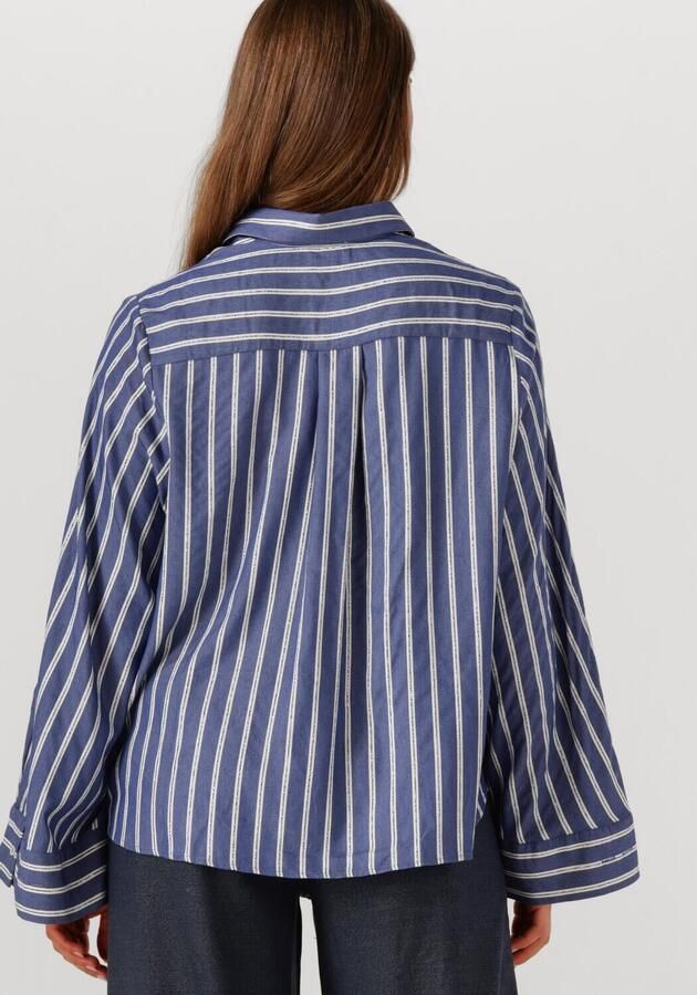 Est'seven gestreepte blouse blauw met lurex - Foto 3