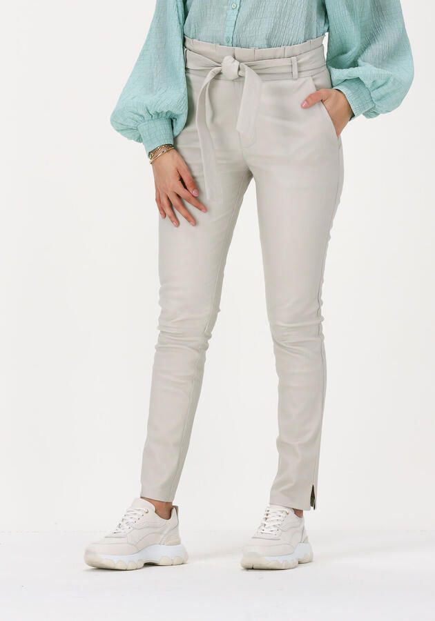 EST'SEVEN Dames Broeken Est'paper Bag Stretch Leather Gebroken Wit - Foto 3