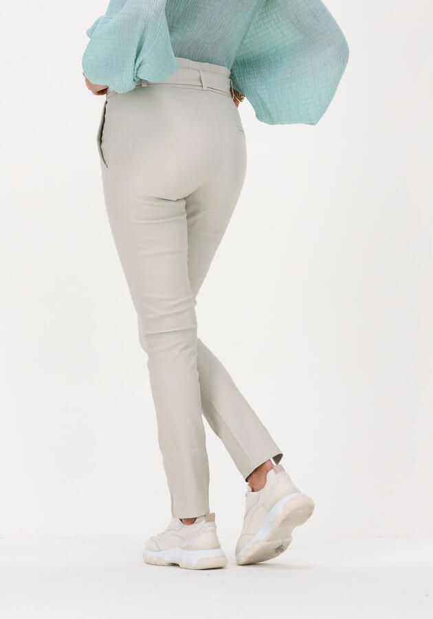 EST'SEVEN Dames Broeken Est'paper Bag Stretch Leather Gebroken Wit