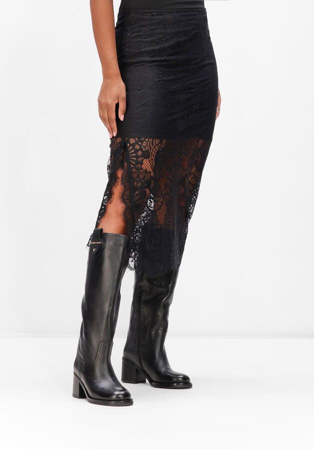 Est'seven X Ellemieke kanten midi rok zwart