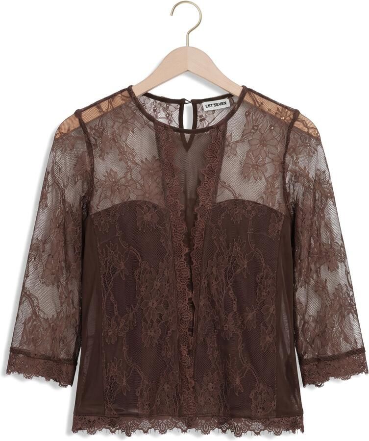 EST'SEVEN Dames Tops & T-shirts Lace Lacy Bruin - Foto 2