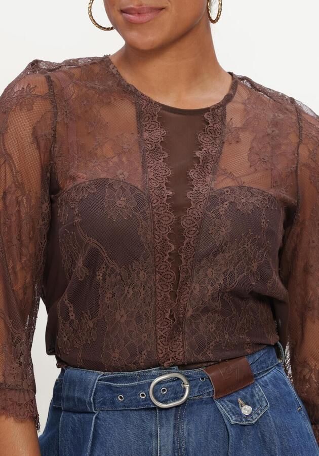 EST'SEVEN Dames Tops & T-shirts Lace Lacy Bruin - Foto 4