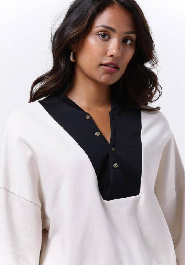 10days Beige Trui Buttoned Bib Sweater