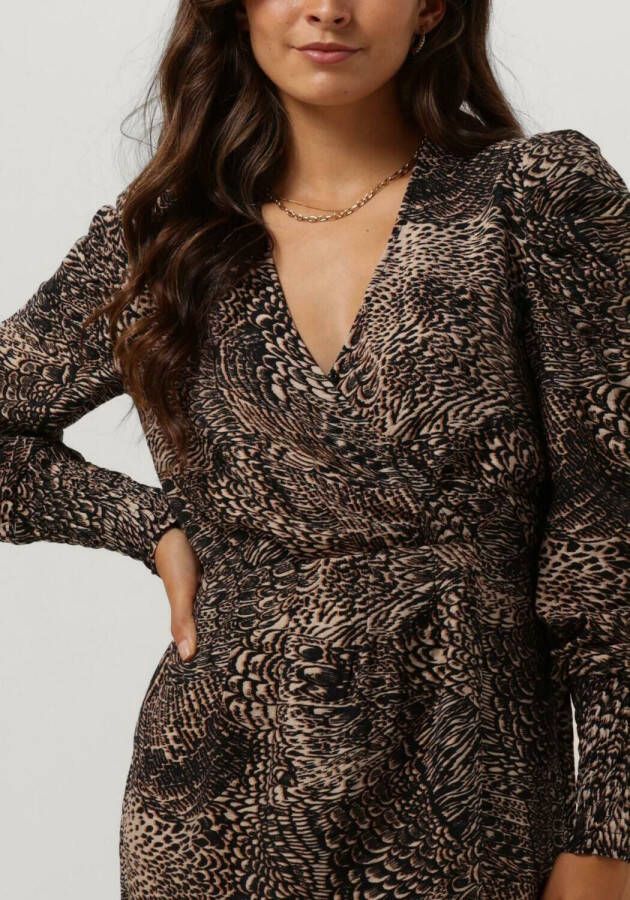 ALIX THE LABEL Dames Jurken Animal Fether Wrap Dress Bruin