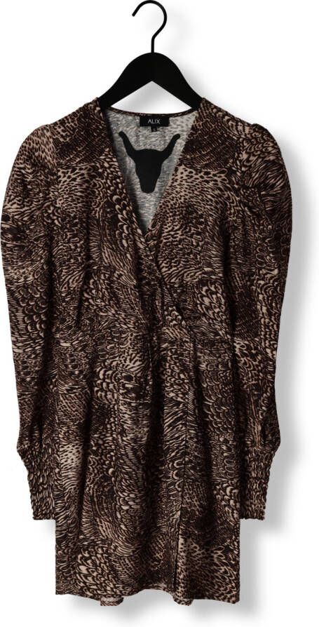 ALIX THE LABEL Dames Jurken Animal Fether Wrap Dress Bruin