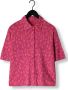 ALIX THE LABEL Dames Tops & T-shirts Ladies Knitted Jacquard Short Sleeves Blouse Roze - Thumbnail 4