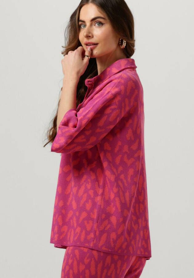 Alix the Label Fuchsia Top Ladies Knitted Jacquard Short Sleeves Blouse
