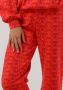 ALIX THE LABEL Dames Broeken Ladies Knitted Two Tone Bull Pants Rood - Thumbnail 2