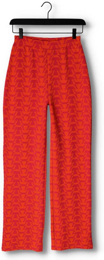 ALIX THE LABEL Dames Broeken Ladies Knitted Two Tone Bull Pants Rood